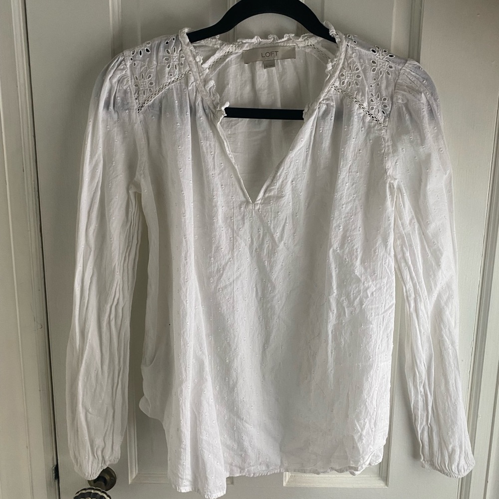 Loft white peasant style blouse